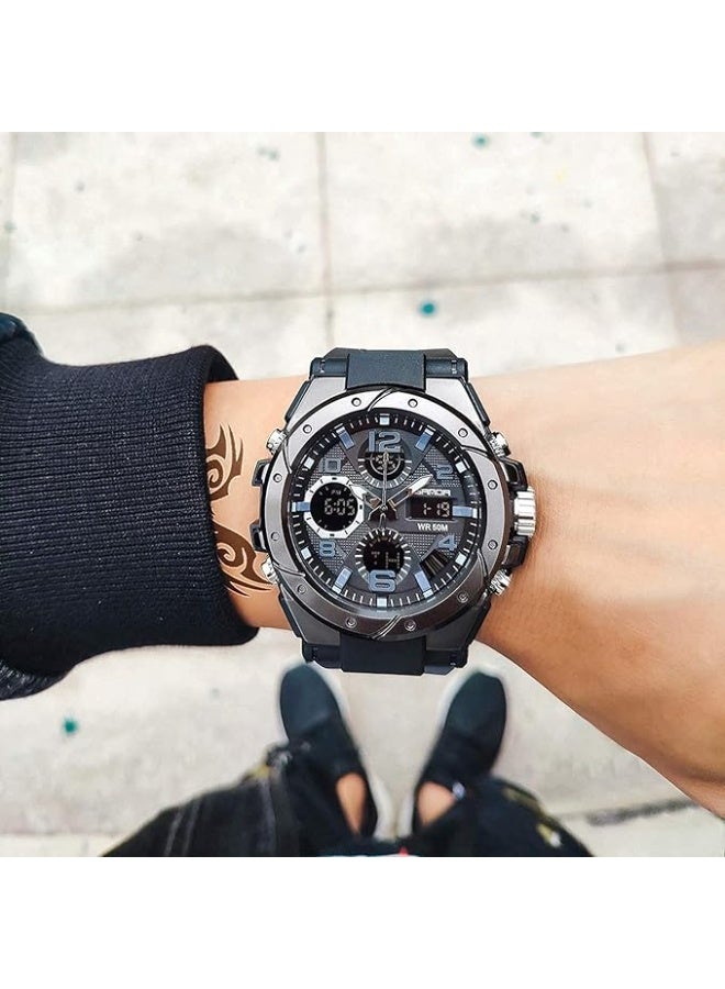 Men's Watches Outdoor Sports Waterproof Military Watch Tactical Digital Analog Wrist Watch Date Multi Function Led Large Face Alarm Stopwatch for Man - Image 2