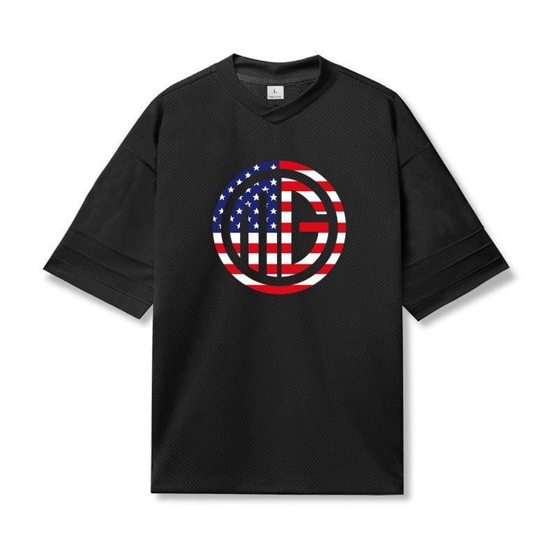 Muscle men''s summer sports T-shirt Men''s Fitness loose half sleeve plus size basketball Korean style short sleeve men''s quick-drying V-neck - Image 5