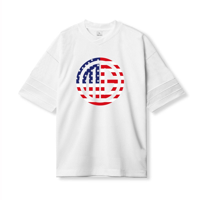 Muscle men''s summer sports T-shirt Men''s Fitness loose half sleeve plus size basketball Korean style short sleeve men''s quick-drying V-neck - Image 1