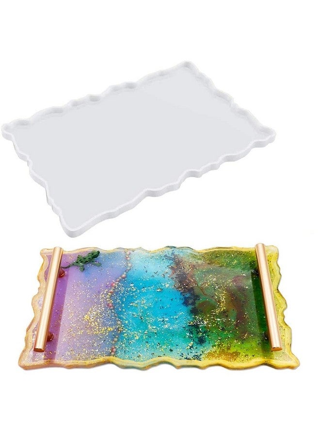 KIRA Box Silicone Resin Tray Mold,Large Irregular Tray Mold Epoxy Resin Mold Easy Demold Silicon Coaster molds for Making Faux Agate Tray,Serving Board,Fruit Tray,etc(Rectangle Tray, 9 X 12 Inch)-43 - Image 1