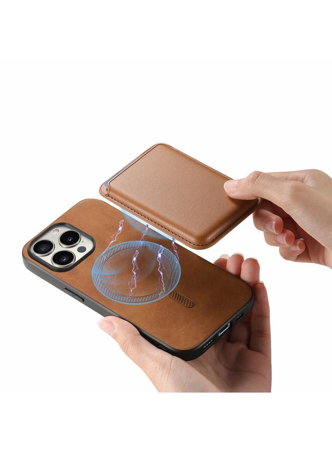 S-TOP Case For iPhone 14 Pro Max Retro Magsafe Card Bag PU Back Cover Phone Case - Image 3