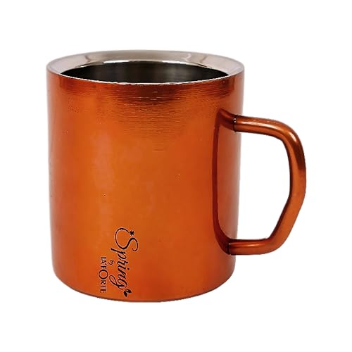 LA'VITE Spring Stainless Steel Double Walled Mugs: 100% BPA Free,5.07 oz (150 ml) Metal Coffee & Tea Cup Mug -Set of 2 Mugs Parent Listing (Gold) - Image 2