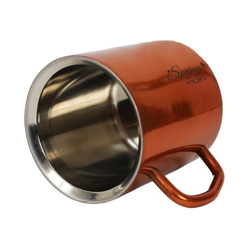 LA'VITE Spring Stainless Steel Double Walled Mugs: 100% BPA Free,5.07 oz (150 ml) Metal Coffee & Tea Cup Mug -Set of 2 Mugs Parent Listing (Gold) - Image 4