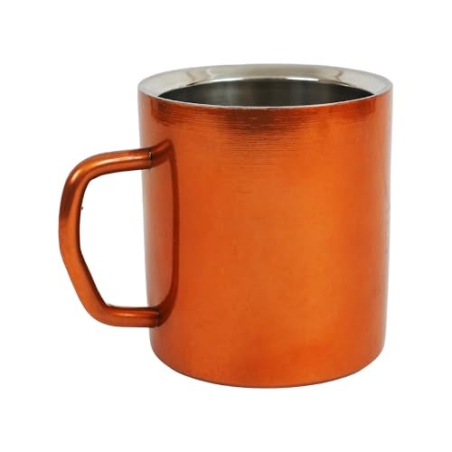 LA'VITE Spring Stainless Steel Double Walled Mugs: 100% BPA Free,5.07 oz (150 ml) Metal Coffee & Tea Cup Mug -Set of 2 Mugs Parent Listing (Gold) - Image 3