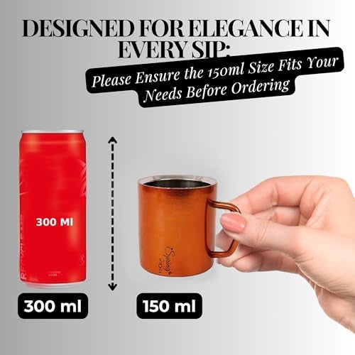 LA'VITE Spring Stainless Steel Double Walled Mugs: 100% BPA Free,5.07 oz (150 ml) Metal Coffee & Tea Cup Mug -Set of 2 Mugs Parent Listing (Gold) - Image 5