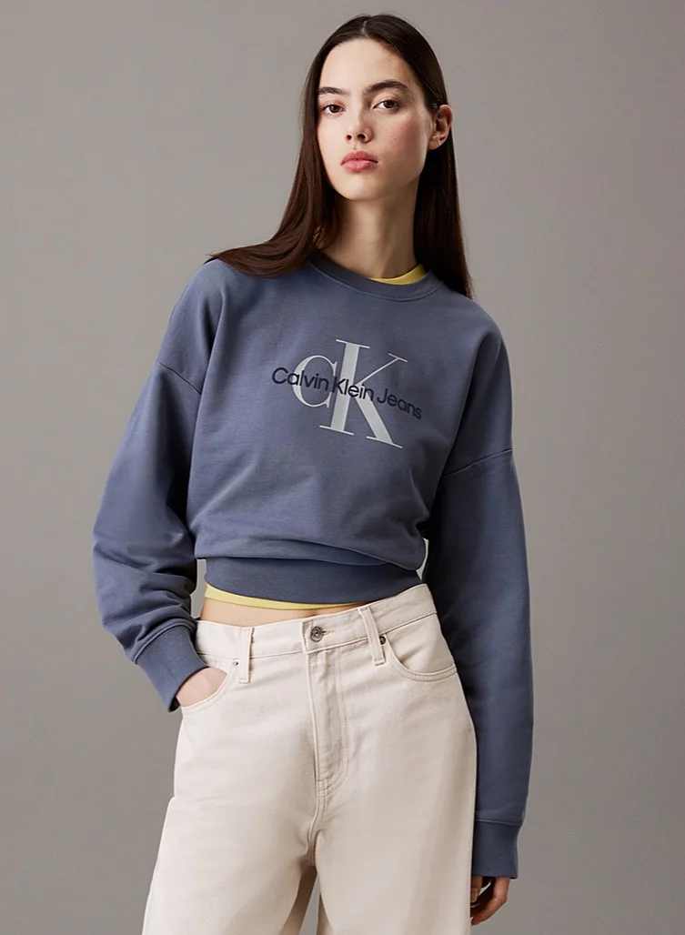 Calvin Klein Jeans Monogram Logo French Terry Relaxed Sweatshirt