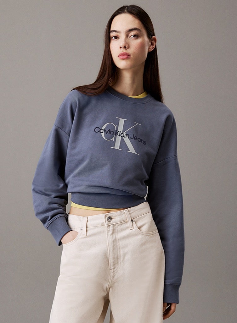 Calvin Klein Jeans Monogram Logo French Terry Relaxed Sweatshirt - Image 1