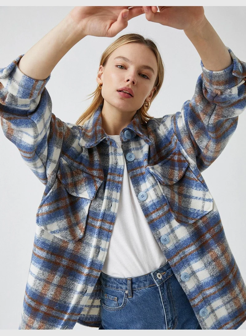 KOTON Buttoned Detailed Plaid Jacket