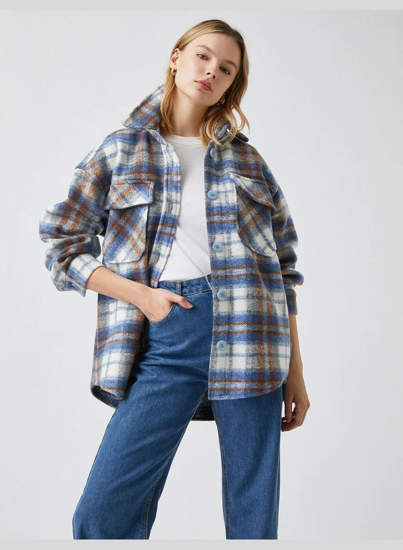 KOTON Buttoned Detailed Plaid Jacket