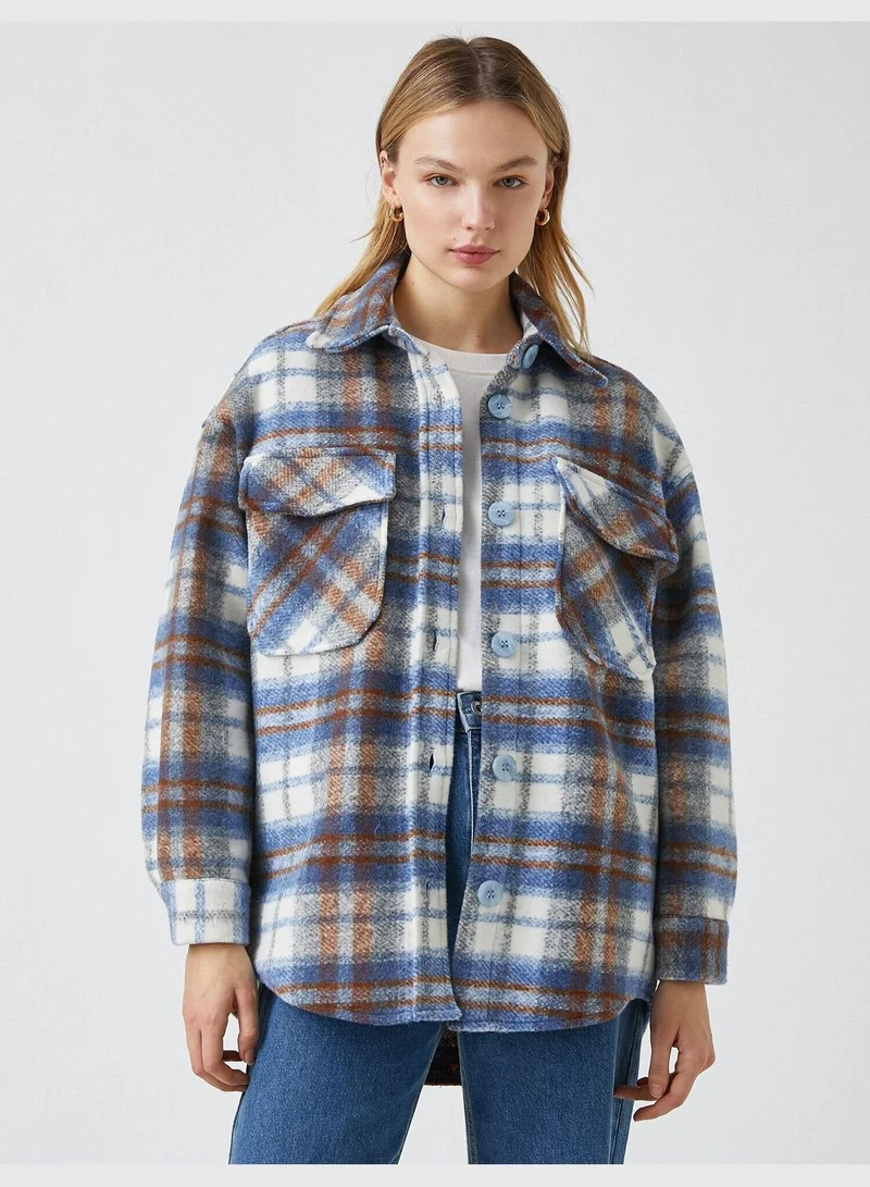 KOTON Buttoned Detailed Plaid Jacket