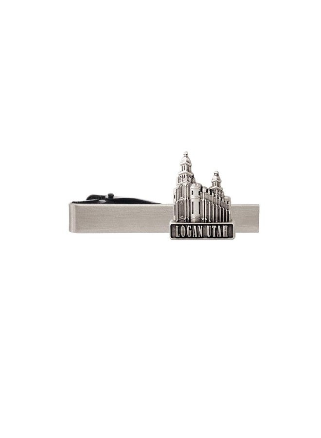 Ringmasters Silver Tie Clip by Ringmasters | LDS Temple Tie Clips for Men with Antique Silver Finish | Suit Accessories for Weddings, Church, & Formal Events | Versatile Tie Pin, (Logan Utah) - Image 1