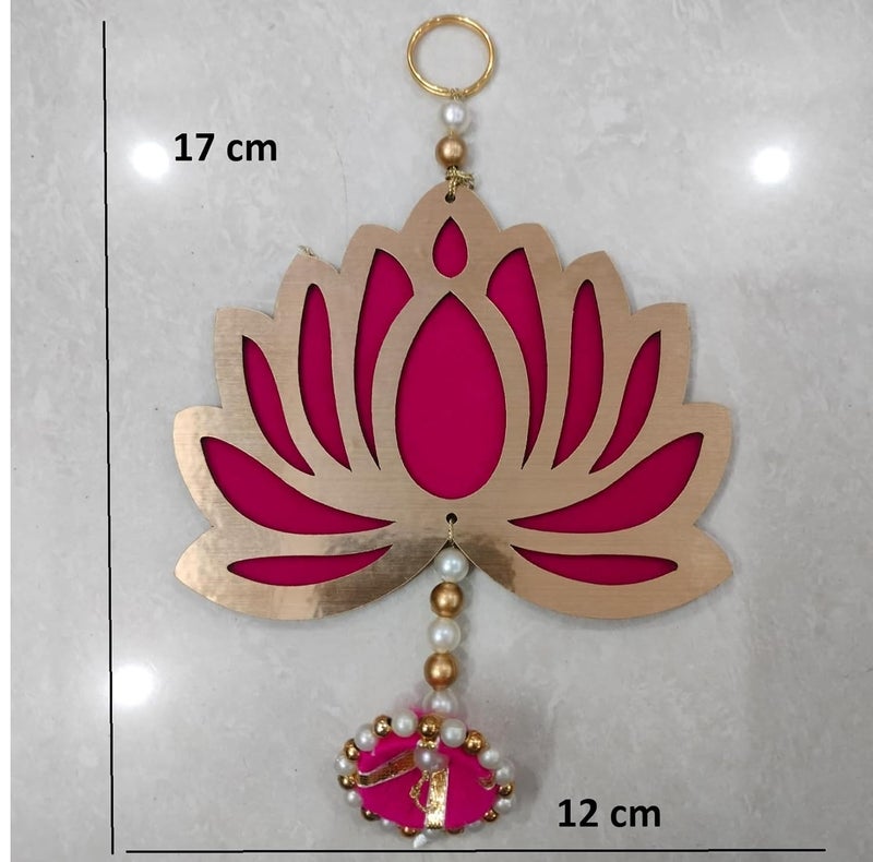 Generic Meka Creations Lotus Red Wall Decor Hanging Set of 5 Diwali Decoration Gift Home Temple Pooja Festival Wedding Marriage Stage Decoration  - Image 5