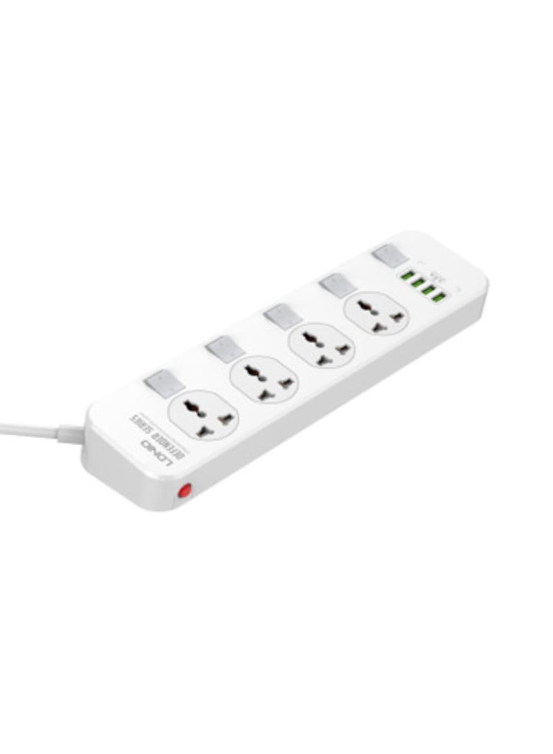 لدنيو مقبس طاقة Ldnio SE4432 EU، موزع طاقة متقدم لإدارة طاقة المنزل بكفاءة، 4 مقابس EU، 4 منافذ USB، 2500 واط، 2 متر، أبيض - Image 3