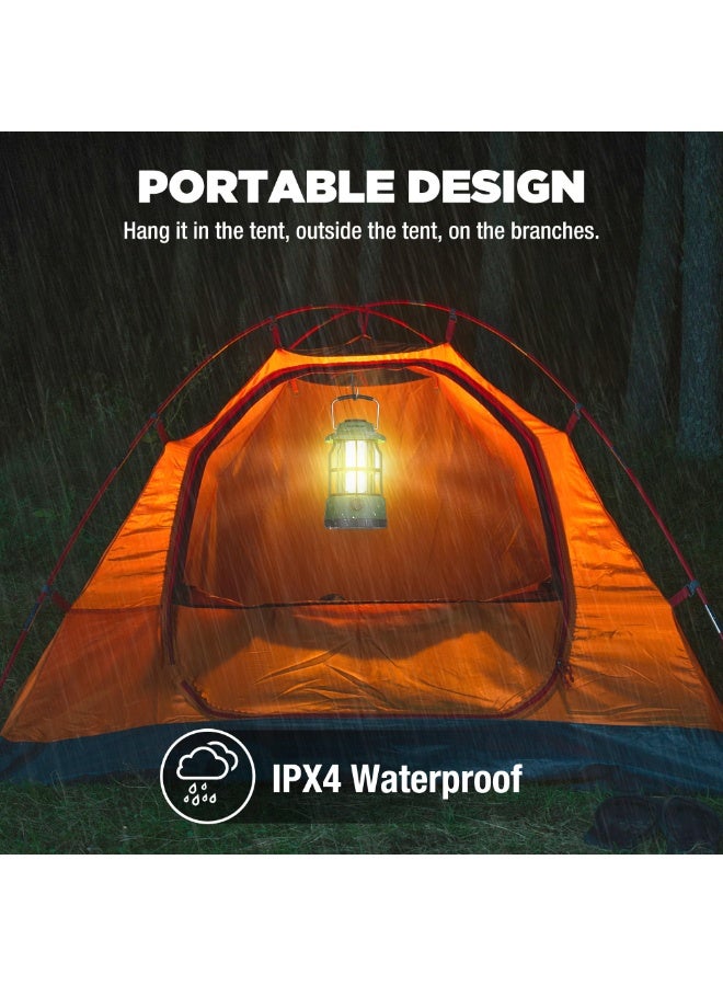 LED Camping Lantern, USB C Rechargeable Lantern with Stepless Dimming, Vintage Portable Camping Lights & Lanterns, Lanterns for Power Outages, Hurricane, Emergency, Fishing, Home and More - Image 4