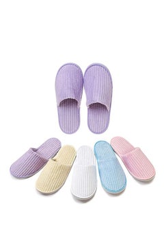 NANAO 5 Pairs SPA Slippers  Disposable Slippers Thick Soft Cotton Velvet Hotel Slippers for Home Travel Wedding Fits Most Men and Women  - Image 1