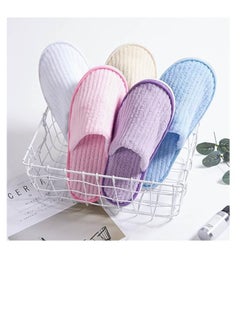 NANAO 5 Pairs SPA Slippers  Disposable Slippers Thick Soft Cotton Velvet Hotel Slippers for Home Travel Wedding Fits Most Men and Women  - Image 2