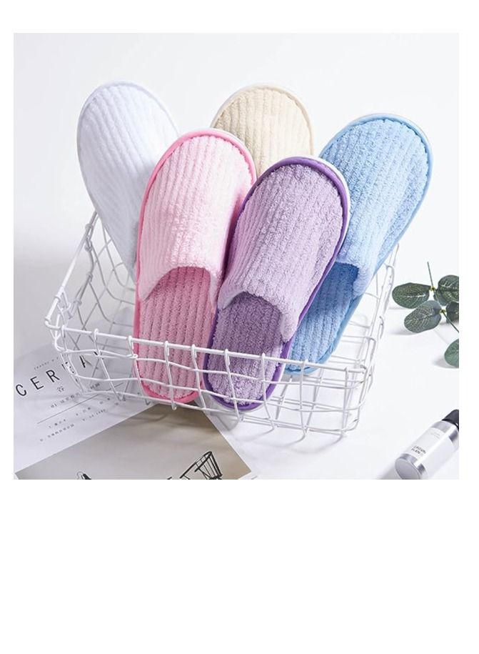 NANAO 5 Pairs SPA Slippers  Disposable Slippers Thick Soft Cotton Velvet Hotel Slippers for Home Travel Wedding Fits Most Men and Women  - Image 2
