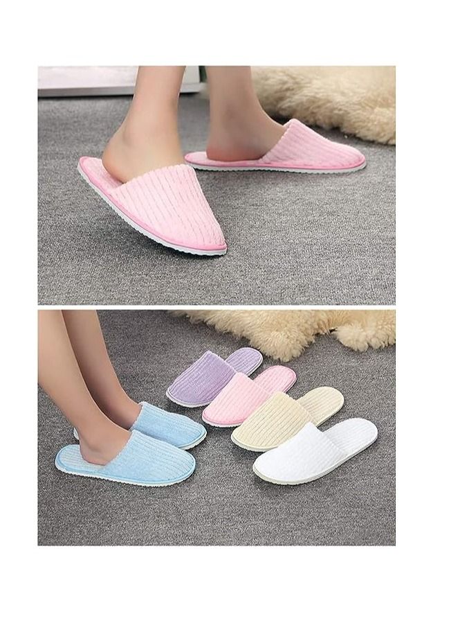 NANAO 5 Pairs SPA Slippers  Disposable Slippers Thick Soft Cotton Velvet Hotel Slippers for Home Travel Wedding Fits Most Men and Women  - Image 3