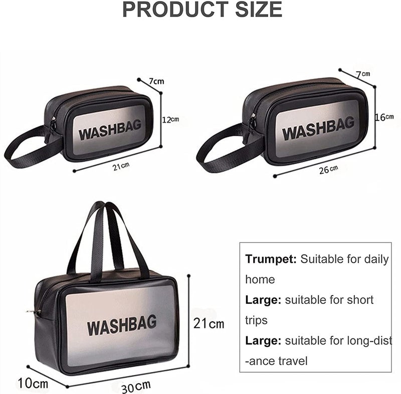 OCEANEVO Makeup Travel Pouch, Cosmetic Bag, Travel kit Pouch for Toiletries, Brushes and Cosmetics - Set of 3 - Washbag Pouch - Black - Image 2