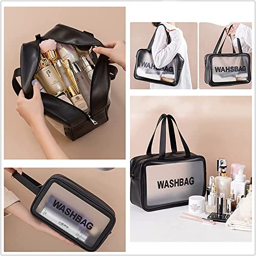 OCEANEVO Makeup Travel Pouch, Cosmetic Bag, Travel kit Pouch for Toiletries, Brushes and Cosmetics - Set of 3 - Washbag Pouch - Black - Image 3
