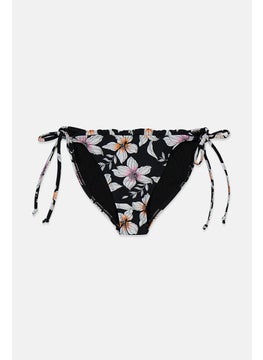 C&C California Women Floral Bikini Bottom, Black  - Image 1