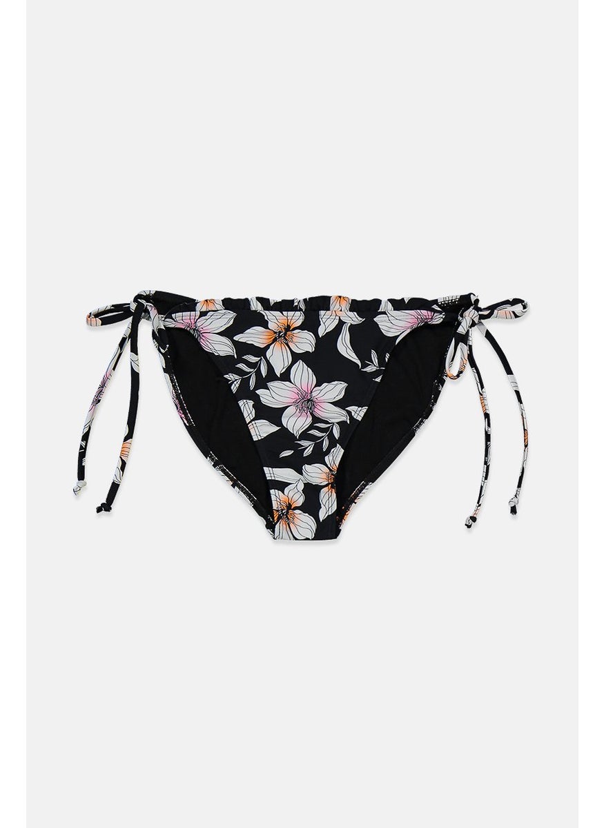 C&C California Women Floral Bikini Bottom, Black  - Image 1