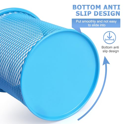 Tamaki Pen Holder Cup for Desk, Wire Mesh Pencil Cup Holder for Desk Office Pen Organizer (Blue) - Image 3