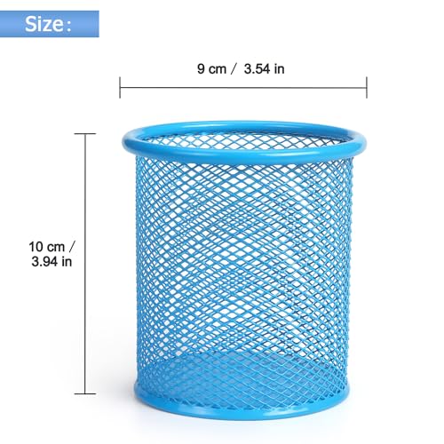 Tamaki Pen Holder Cup for Desk, Wire Mesh Pencil Cup Holder for Desk Office Pen Organizer (Blue) - Image 2