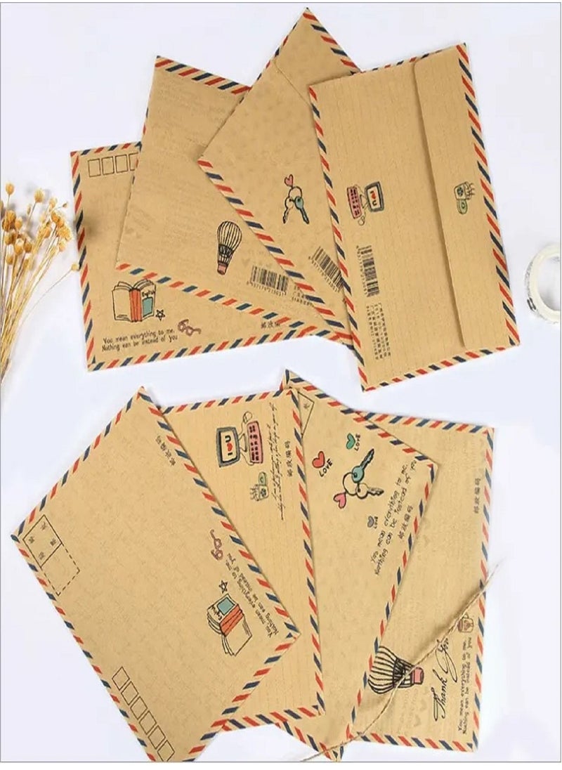 E COMMERCE  BAG - 8 Pieces Vintage Envelope gift card Postcard Letter Airmail Vintage Kraft Envelope - Image 1