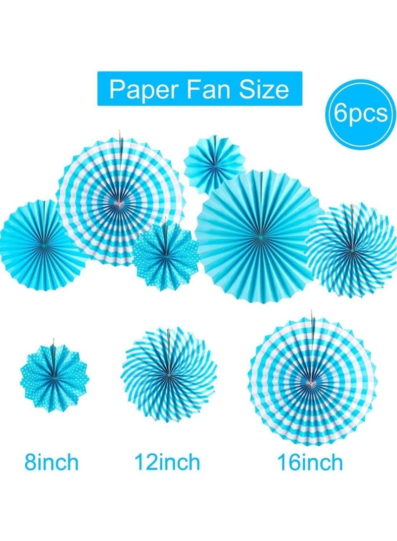 Excefore Birthday Decorations Kit, Baby Boy First Birthday Party Decoration, Blue Party Supplies with IT'S A BOY Latex Balloons and Banner, 6pcs Paper Fans 10pcs Balloons 1pcs Blue Triangular Flag Banner - Image 5