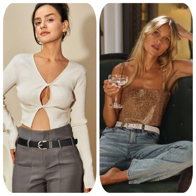 UnFader Pack 3 Women Belts for Jeans Pants, Fashion Gold Buckle Leather Belts - Image 4