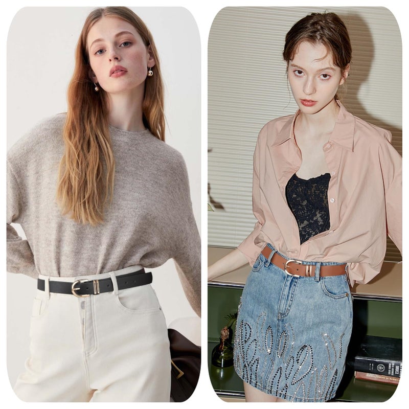 UnFader Pack 3 Women Belts for Jeans Pants, Fashion Gold Buckle Leather Belts - Image 5