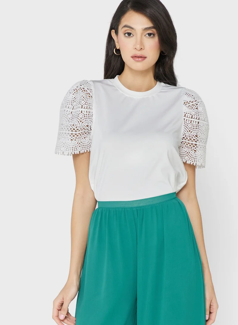 ELLA Lace Sleeve Detail Tee