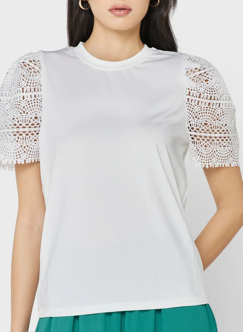 ELLA Lace Sleeve Detail Tee