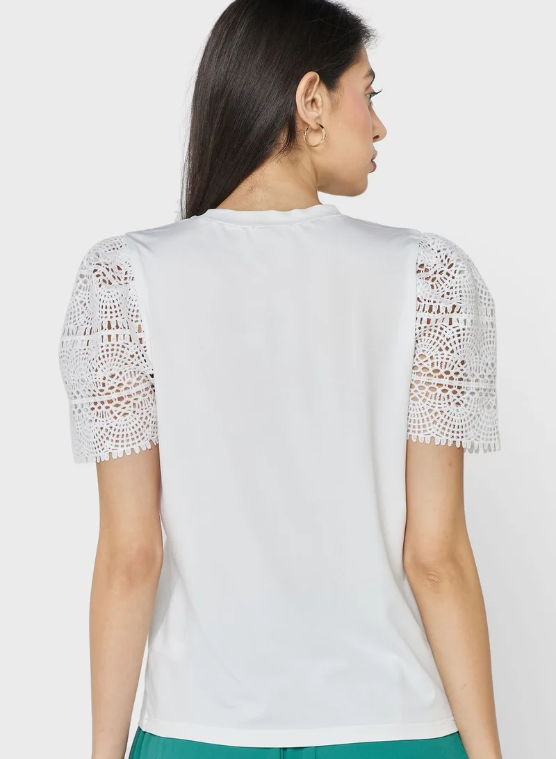 ELLA Lace Sleeve Detail Tee