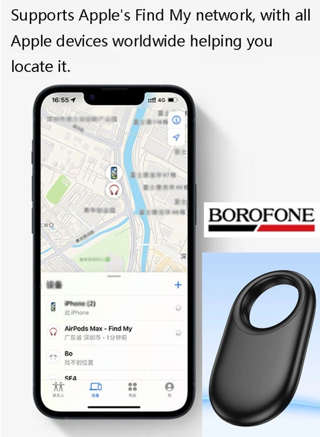 بوروفون جهاز Airtag الذكي المضاد للضياع للحيوانات الأليفة، متوافق مع أجهزة Apple والمركبات والمفاتيح والأمتعة وغيرها – الحل الأمثل المضاد للضياع (أسود) - Image 3