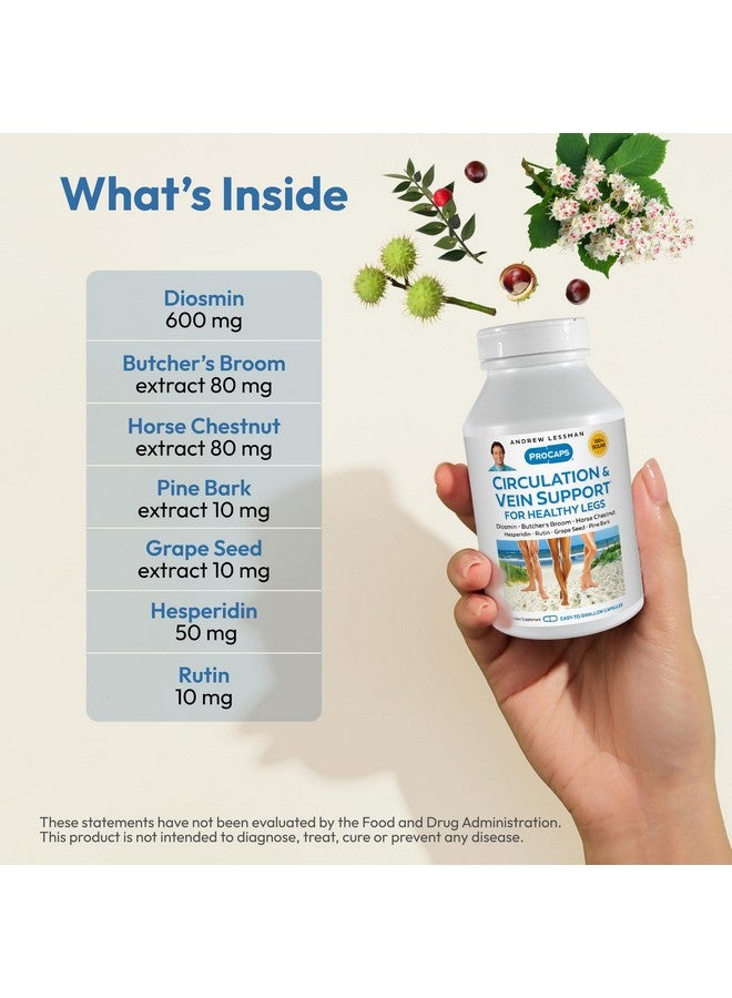 Andrew Lessman ANDREW LESSMAN Circulation, Vein Support for Healthy Legs 60 Capsules - High Bioactivity Diosmin, Butcher's Broom, Visibly Reduces Swelling and Discomfort in Feet, Ankles, Calves, Legs  - Image 3