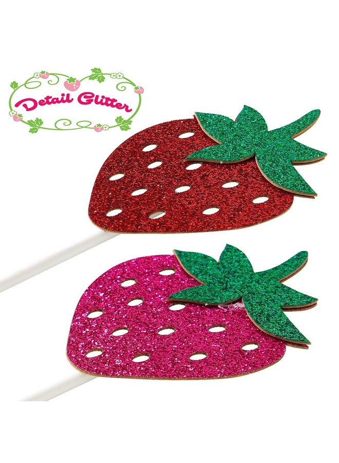 umoni 24 قطعة زينة حفلة عيد الميلاد الأول بموضوع الفراولة، زينة كعكة وكعك لعيد الميلاد الأول الحلو، لوازم حفلة بموضوع الفواكه الصيفية - Image 5