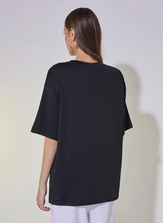 Take Two Embroidered Round Neck Oversized T-Shirt