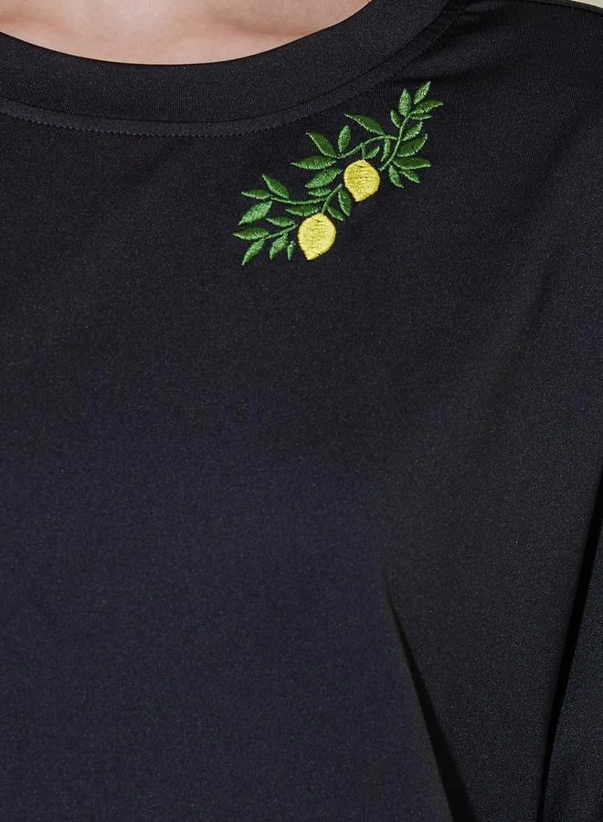 Take Two Embroidered Round Neck Oversized T-Shirt