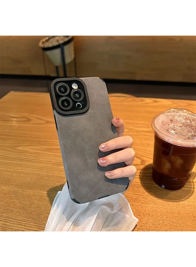 Dark Gray PU Leather Matte Finish Phone Case For IPhone 15 - Image 1