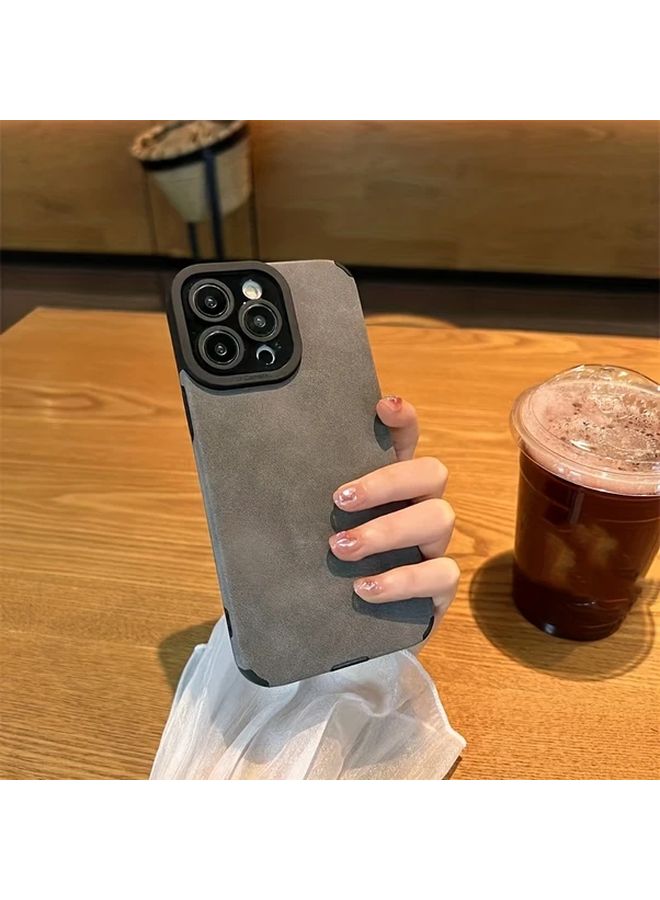 Dark Gray PU Leather Matte Finish Phone Case For IPhone 15 - Image 3