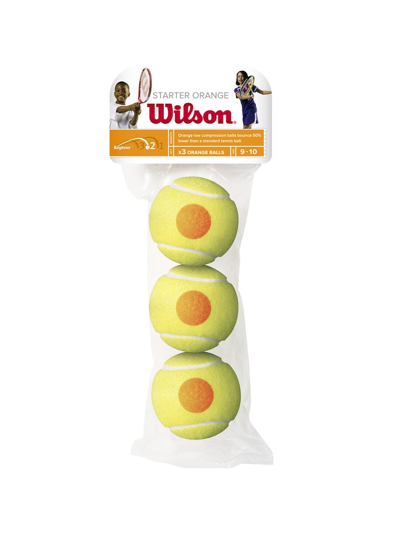 Wilson Starter Yellow/ Orange Tennis Balls For Junior -  3 Ball Pack - Image 1