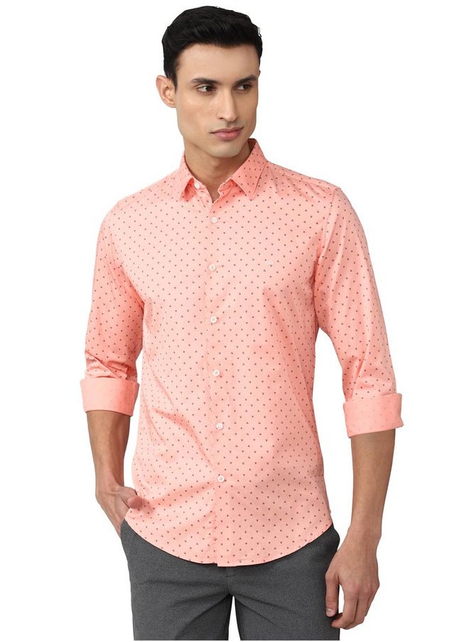 Peter England Peter England Men's Printed Slim Fit Shirt (PCSFSSLPO97888_Peach 40)  - Image 1