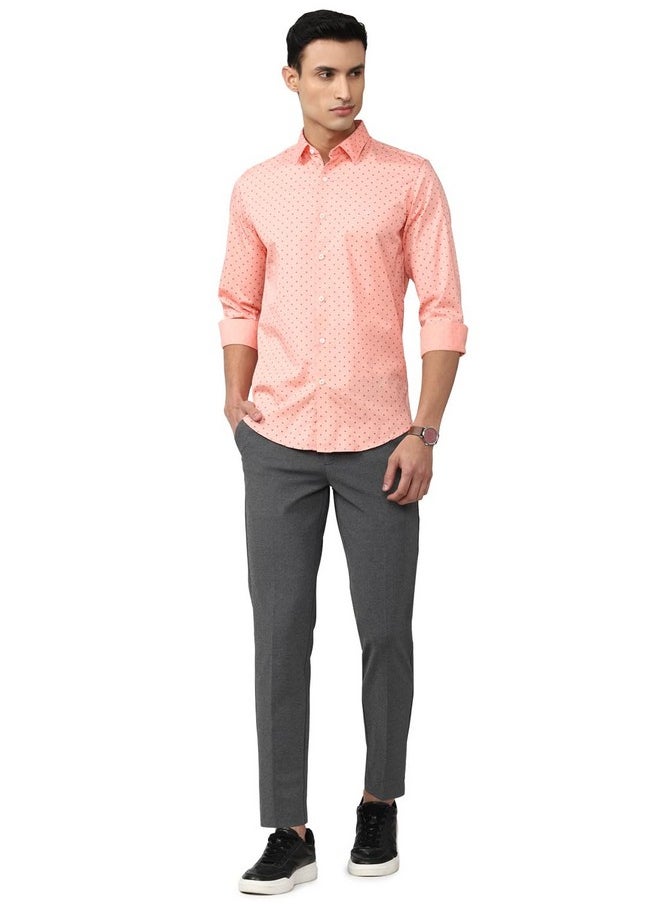 Peter England Peter England Men's Printed Slim Fit Shirt (PCSFSSLPO97888_Peach 40)  - Image 5