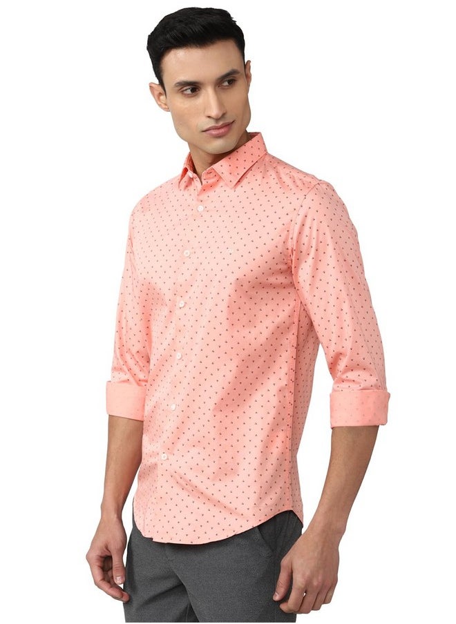 Peter England Peter England Men's Printed Slim Fit Shirt (PCSFSSLPO97888_Peach 40)  - Image 2