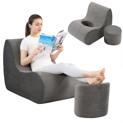 HOMBYS BBL Recovery Chair with Hole, Foam BBL Recovery Sofa for Post Surgery Sitting & Sleeping, Brazilian Butt Lift Support with Removable Ottoman for Butt Support - Image 1