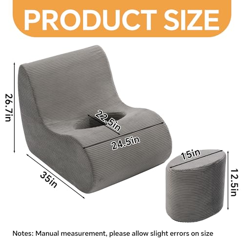 HOMBYS BBL Recovery Chair with Hole, Foam BBL Recovery Sofa for Post Surgery Sitting & Sleeping, Brazilian Butt Lift Support with Removable Ottoman for Butt Support - Image 3