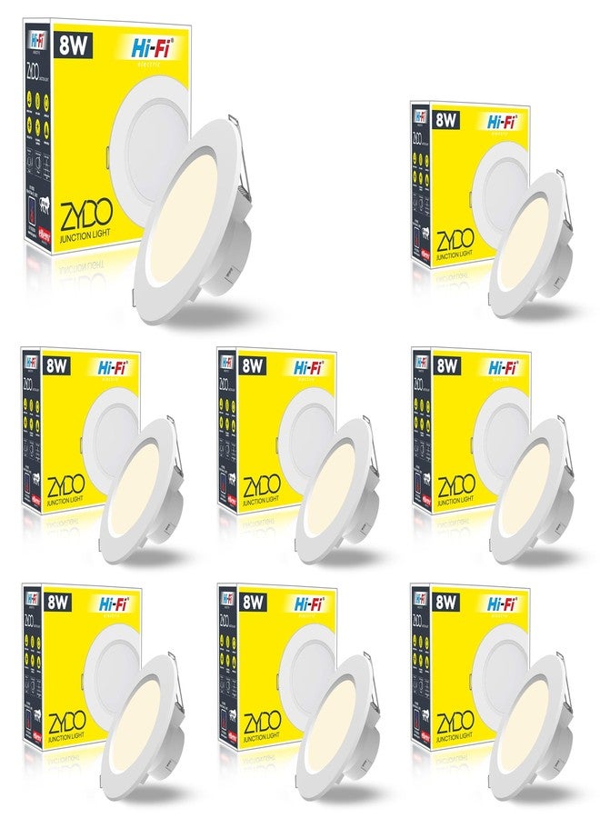 elleys' ZYDO 8W LED Down Light (Warm White Light) Round Recessed Ceiling LED Light | Cut Out- 75 mm | BIS Certified & 4KV Surge Protection pop Lights for Ceiling (8W, Pack of 8) - Image 1
