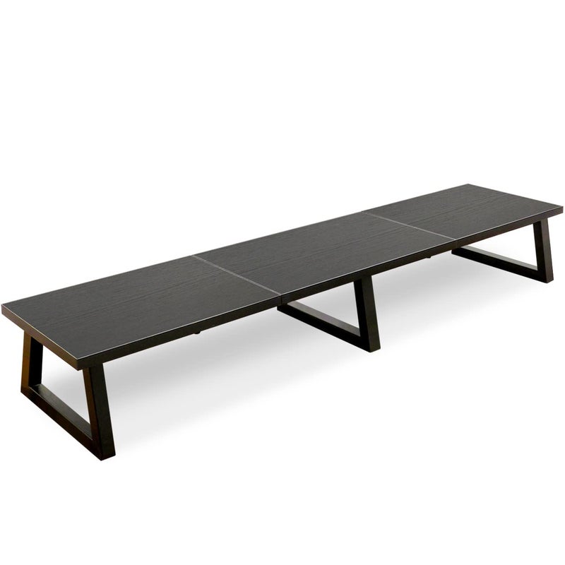 TEAMIX Black 42 inch Dual Monitor Riser,Wood and Steel Long Monitor Stand for 2 Monitors with Storage Large TV Riser Computer Laptop Stand for Desk Office Organization - Image 1